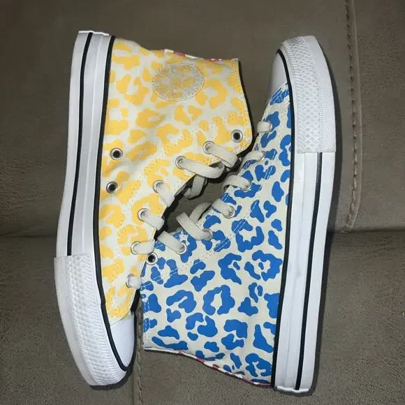 Converse All Star HI Marquis Mills Junior Sz 6 / 7.5 Leopard Print Chuck Taylor - Picture 6 of 11